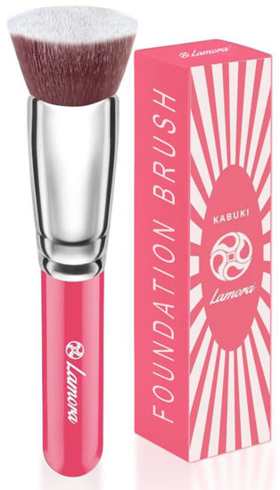 Picture of LAMORA Foundation Brush for Liquid Makeup - Kabuki Face Brush for Cream, Powder, Blush, and Concealer - Flat Top Blending, Buffing, Stippling Brush