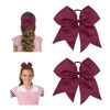 Picture of Large Cheer Bows for Cheerleaders Hair Bows for Girls Softball Hair Bows Teen Girls College Sports Elastic Ponytail Holder School Cheerleading Hair Accessories 8 Inch Bows for Girls 2 Pcs Wine Red