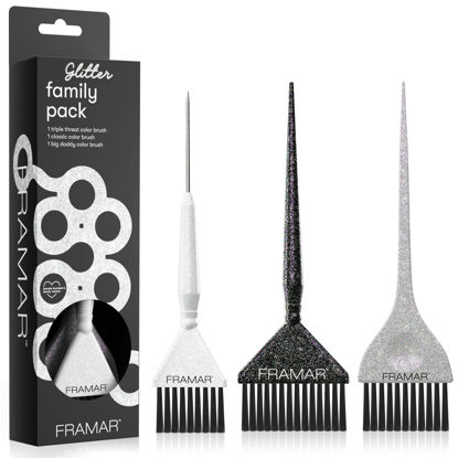 Picture of FRAMAR Hair Color Brush Set - Glitter Color Brush, Hair Dye Brush Kit, Hair Coloring Brush, Hair Color Brushes For Hair Stylist, Hair Dying Brush, Hair Color Applicator Brush, Hair Dye Brushes - 3Pk