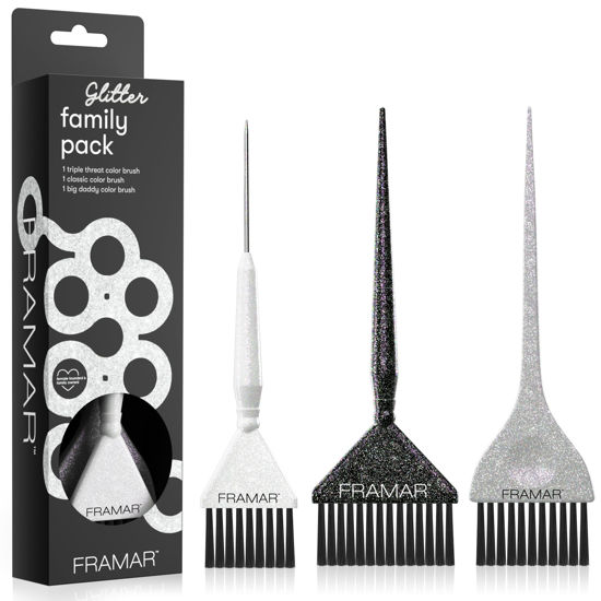 Picture of FRAMAR Hair Color Brush Set - Glitter Color Brush, Hair Dye Brush Kit, Hair Coloring Brush, Hair Color Brushes For Hair Stylist, Hair Dying Brush, Hair Color Applicator Brush, Hair Dye Brushes - 3Pk
