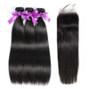 Picture of Straight Bundles with Closure Human Hair 20 22 24+18 Brazilian Human Hair Bundles with Closure Straight 100% Unprocessed Virgin Weave Hair Bundles with Closure 10A Bundles Human Hair with Lace Closure