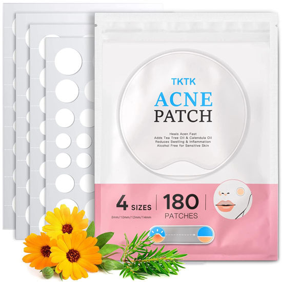 Picture of TKTK Pimple Patches Acne Patches for Face, 4 Sizes 180 Patches Hydrocolloid Acne Cover Patch, Clear Easy To Peel Acne Absorbing Zit Patch with Tea Tree & Calendula Oil