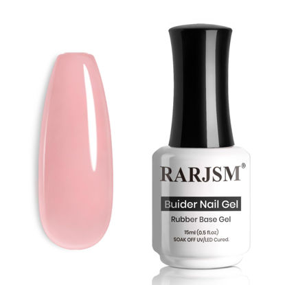 Picture of RARJSM Rubber Base Coat Gel Polish Nude Rose Pink Skin Tone Rubber Base Gel for Nails Natural Nude Color French Manicure Extend Gel Soak Off Curing Requires Single Bottle 15ml Salon Home DIY Use