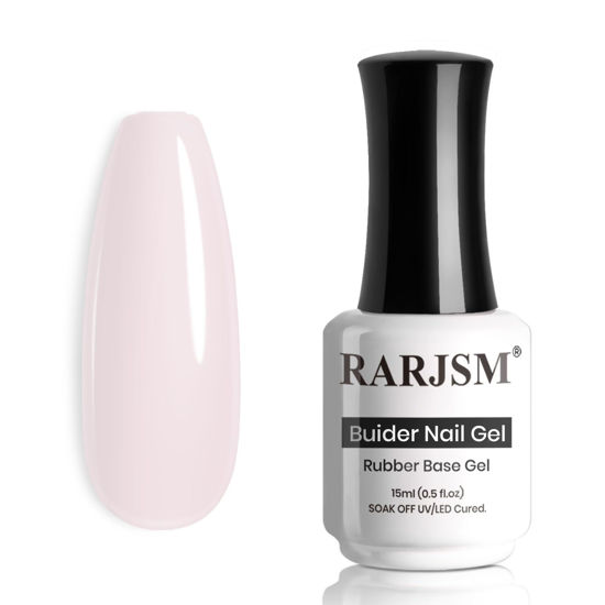 Picture of RARJSM Rubber Base Coat Gel Polish Nude Pale Soft Pink Skin Tone Rubber Base Gel for Nails Natural Color French Manicure Extend Gel Soak Off Curing Requires Single Bottle 15ml Salon Home DIY Use
