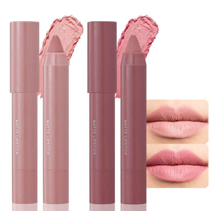 Picture of BINGBRUSH Crayon Matte Longwear Lipstick Pack Set,Moisture Smooth Color Stick Ultimate Lip Crayon for Makeup Collection - Waterproof Velvet Lipgloss Lip Stain (2pcs 01#&03#)