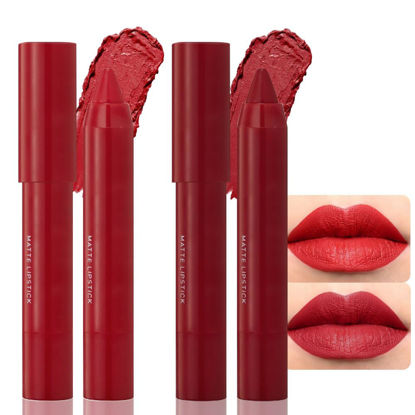 Picture of BINGBRUSH Crayon Matte Longwear Lipstick Pack Set,Moisture Smooth Color Stick Ultimate Lip Crayon for Makeup Collection - Waterproof Velvet Lipgloss Lip Stain (2pcs 08#&10#)