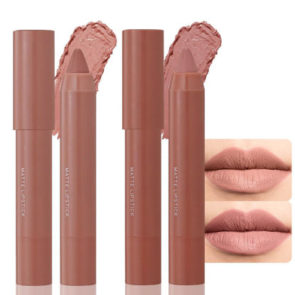 Picture of BINGBRUSH Crayon Matte Longwear Lipstick Pack Set,Moisture Smooth Color Stick Ultimate Lip Crayon for Makeup Collection - Waterproof Velvet Lipgloss Lip Stain (2pcs 02#&06#)