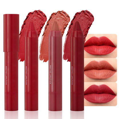 Picture of BINGBRUSH Crayon Matte Longwear Lipstick Pack Set,Moisture Smooth Color Stick Ultimate Lip Crayon for Makeup Collection - Waterproof Velvet Lipgloss Lip Stain (3pcs 08#&09#&10#)