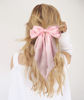 Picture of Furling Pompoms Hair Bow Clip 1pc Big Pink Satin Long-Tail Alligator Clips Hair Ribbon Bows Barrette for Women