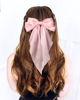 Picture of Furling Pompoms Hair Bow Clip 1pc Big Pink Satin Long-Tail Alligator Clips Hair Ribbon Bows Barrette for Women