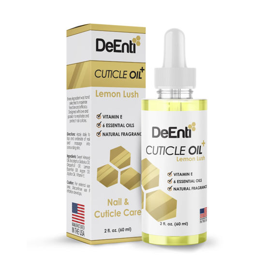 Picture of DeEnti Cuticle Oil, Jojoba Oil for Nails, 2oz Hydrating Cuticle Nail Oil, Lush Lemon Scented Cuticle Repair Oil, Vitamin E Nail Supplies, Professional Salon Quality Manicure Supplies