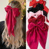 Picture of Satin Big Bows and Clips Set for Thick & Thin Hair: 5 PCS Bow-Knot Non-Slip Claw Clips for Women