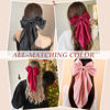 Picture of Satin Big Bows and Clips Set for Thick & Thin Hair: 5 PCS Bow-Knot Non-Slip Claw Clips for Women