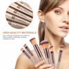 Picture of HEYMKGO Makeup Brushes 15PCS Champagne Gold Professional Makeup Brush Set Foundation Brush Blending Powder Blush Concealer Eye Make Up Brush with Bag