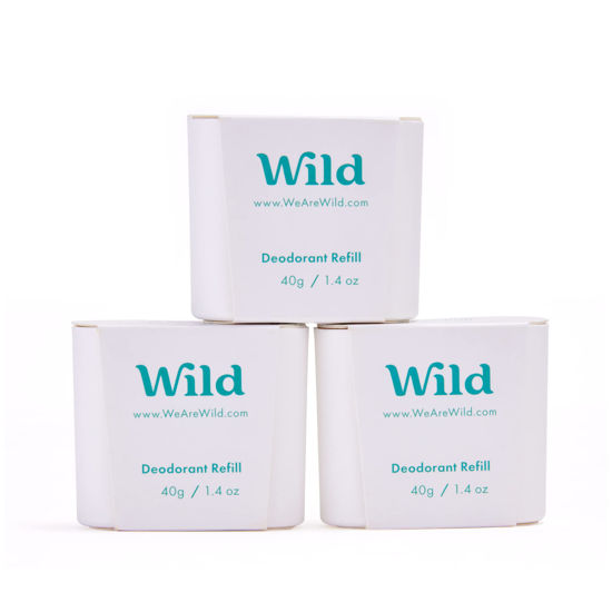 Picture of Wild - Natural Refillable Deodorant - Fresh Cotton & Sea Salt Refill Trio Pack - Vegan & Eco-Friendly - Aluminum Free - Long Lasting Protection - Natural Ingredients - 3 Pack of 1.41oz Refills