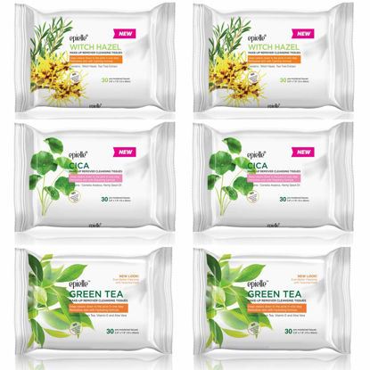 Picture of Epielle Makeup Remover Cleansing Wipes | Gentle for All Skin Types | Removes Dirt, Oil, Makeup | Facial Towelettes | Beauty Gift, Spa Day, Gift Set | Pack of 6 | Korean Skincare