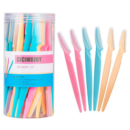 Picture of 40pcs Eyebrow Razor and Face Razors for Women, Newbie Friendly Dermaplane Razor for Women Face, Face Razors and Shaver for Women Dermaplaning with Protective Covers, Package With Box