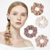 Picture of Ivyu Scrunchie, Big Cotton Scrunchies for Women's and Girls, Brown Service, 4 Count, for All Hair Types, No Crease or Damage