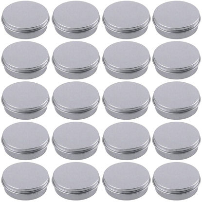 Picture of 2 Ounce Aluminum Tin Jar Refillable Containers 60 ml Aluminum Screw Lid Round Tin Container Bottle for Cosmetic,Lip Balm, Cream, 24 Pack