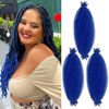 Picture of Blue Springy Afro Twist Hair 16 Inch Marley Twist Braiding Hair Cuban Twist Hair Spring Afro Kinky Twist Braiding Hair Extension Wrapping Hair for Soft Locs Blue Marley Hair for Faux Loc(16 3P Blue)