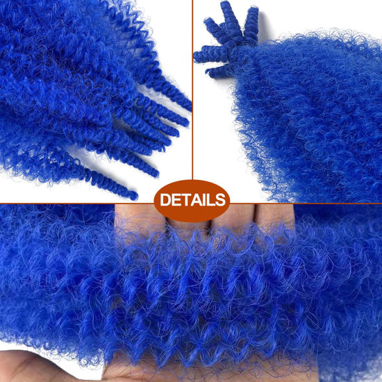 GetUSCart- Blue Springy Afro Twist Hair 16 Inch Marley Twist Braiding ...