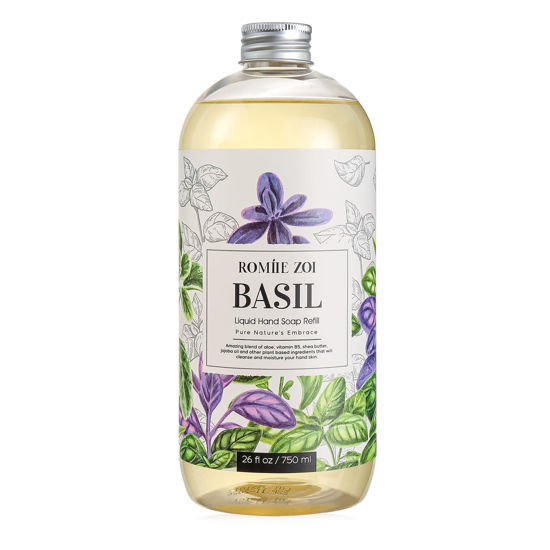 Picture of ROMIIE ZOI Liquid Hand Soap Refill, Basil, Gentle & Moisturizing Formula, 750 ML/ 26 FL OZ