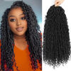 Picture of Col Bling Goddess Locs Crochet Hair 18 Inch 8 Packs Faux Locs Crochet Hair for Women Pre Looped Crochet Boho Goddess Faux Locs Crotchet Hair with Curly Ends #1B