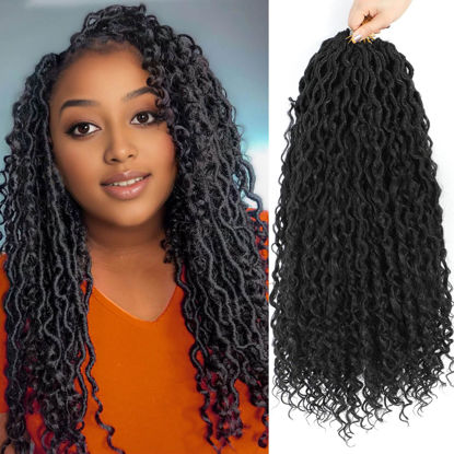Picture of Col Bling Goddess Locs Crochet Hair 18 Inch 8 Packs Faux Locs Crochet Hair for Women Pre Looped Crochet Boho Goddess Faux Locs Crotchet Hair with Curly Ends #1B