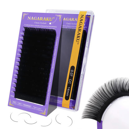Picture of NAGARAKU Eyelash Extensions Individual Lashes Extensions Classic Lash Matte Black 16 Rows Soft Natural Matte Black Professional Beauty Salon Lash Supplies -0.07CC 14mm
