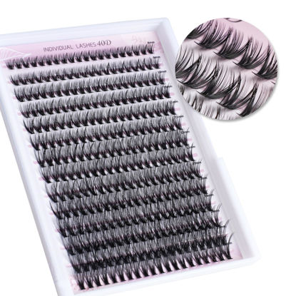 Picture of FinyDreamy 40D Lash Clusters 280Pcs Individual Lashes Extensions 8-16mm Volume Cluster Lashes Mix Lengths C Curl 0.07mm Thickness Eyelash Individual Cluster And Apply Under Your Lashes(40D 8-16mm)