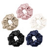 Picture of LILYSILK 5PC Silk Hair Scrunchies/Ties for Frizz & Breakage Prevention, 100% Mulberry, No Damage, Elastic ponytail Holders, Fixed Color, Black+Light Coffee+Rosy Pink+Ivory+Navy Blue