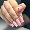 Picture of Long Square Valentine’s Day Press on Nails White Heart Fake Nails Glossy Pink White Acrylic Gel False Nails Tips Valentines Heart Artificial Nails Full Cover Stick on Nails for Women 24Pcs