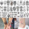 Picture of COKTAK 66 Sheets Small Black Animals Temporary Tattoos For Women Men Kids Finger Arm, Tiny Space Moon Halloween Tattoo Stickers Adults Teens Girls Boys Hands, Fake Tattoos That Look Real And Last Long