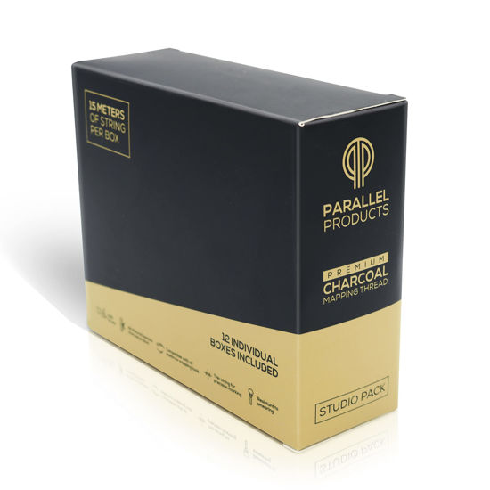 Picture of Parallel Products - Premium Eyebrow Mapping String for Microblading - Pre-Inked - 1 mm Charcoal Thread - Essential Brow Microblading Supplies - 15 Meters per Box (12 Pack)