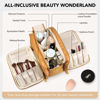 Picture of Travel Makeup Bag Women's Large Capacity Cosmetic Portable Organizer Large Opening Waterproof Storage Toiletry Bags Vertical Free-Standing Brush Holder for Easy Access Orange