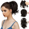 Picture of CJL HAIR Claw Clip Short Ponytail Hair Extensions DIY Bendable Metals Messy Bun Hair Piece for Wonen Straight Synthetic Fake Hairpieces Black Brown
