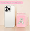 Picture of Aganmi Personalized LED Travel Compact Mirror for Purses, Pearl Initial Letter 1X/2X Magnification Small Makeup Mirror with Lights Pink Portable Pocket Mirror Sister Bridesmaid Mom Gifts (H)