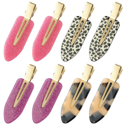 Picture of YIERSO 8 Pcs No bend Hair Clips No Crease Hair Clip Duckbill Clips No Dent Creaseless Flat Clip Alligator Hair Barrettes for Makeup Hairstyle Women Girls Accessories (Acrylic Resin-PinkPurple)