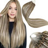 Picture of LaaVoo Micro Link Hair Extensions Human Hair Light Brown Highlighted Platinum Blond Micro Loop Hair Extensions Real Human Hair Cold Fusion Remy Micro Ring Hair Extensions Human Hair 18 Inch 50g/50s