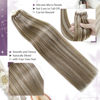 Picture of LaaVoo Micro Link Hair Extensions Human Hair Light Brown Highlighted Platinum Blond Micro Loop Hair Extensions Real Human Hair Cold Fusion Remy Micro Ring Hair Extensions Human Hair 18 Inch 50g/50s