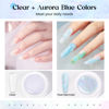 Picture of MIZHSE Non-Sticky Solid Builder Gel, Aurora Blue Clear Hard Gel for Nails, Sculpting Gel 3D Gel Nail Art Mermaid Pearl Building Gel Carving Gel Modeling Gel Nail Extension Nail Art Salon Home DIY
