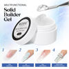 Picture of MIZHSE Non-Sticky Solid Builder Gel, Aurora Blue Clear Hard Gel for Nails, Sculpting Gel 3D Gel Nail Art Mermaid Pearl Building Gel Carving Gel Modeling Gel Nail Extension Nail Art Salon Home DIY