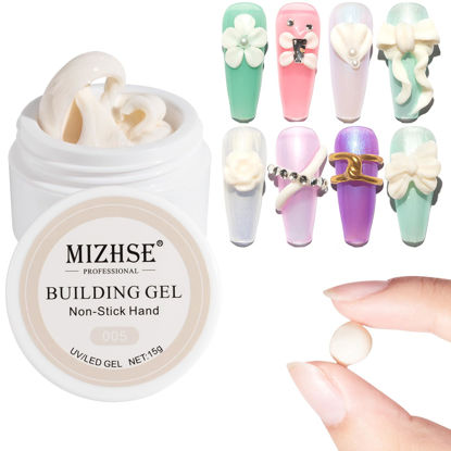 Picture of MIZHSE Solid Builder Gel, Milky White Sculpting Gel Nail Extension Gel for Nail, Non-Sticky Hand Builder Gel 3D Nail Gel Carving Gel Modeling Gel Soak Off Nail Art Salon Manicure Home 15g (0.5 oz)