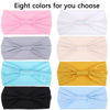 Picture of Xtrend 8 Pcs Boho Wide Bandanas Women's Anti-Slip Ties Fashion Headband For Girls Out Outdoor Yoga Solid Color Hair Accessories （Pink, White, Light gray, Beige, Lake blue, Turmeric, Black, Light blue）