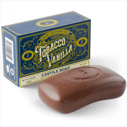 Picture of Body Wash Castile Soap Bar for Sensitive Skin - Natural Soap for Men w/Olive Oil, Cocoa Butter & Coconut Oil - Vegan Mens Body Soap & Mens Shampoo - Tobacco Vanilla Soap by Carolina Castile