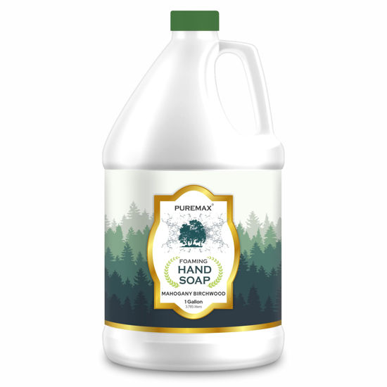 Picture of Puremax Foaming Hand Soap Refills | Mahogany Birchwood | Gentle, Moisturizing | All-Natural | Made in USA | 128 Fl Oz (1 Gallon) |