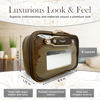 Picture of PurseN Litt Makeup Bag LITTMINI with Detachable Mirror + LED Light - Versatile, Compact, Premium Make Up Bag w/Removable Pouches for Organization - Ideal for Travel Everyday Essentials (Camel Brown)