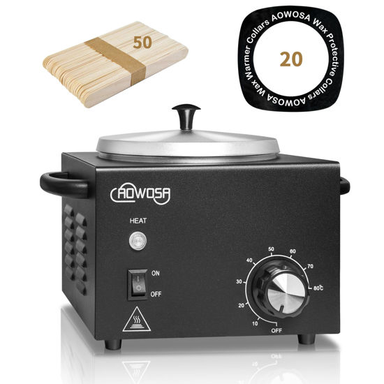 Picture of Professional Waxing Kit Wax Warmer Single Pot Wax Heater Machine for Hair Removal, Large Wax Pot with Non-Stick Easy Clean Pot, 50 Wax Sticks & 20 Collar, for Spa Salon Beauty Esthetician Home (Black)