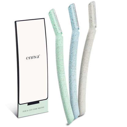 Picture of ENNVA 3pcs Dermaplane Facial Hair Removal Razor for Women - Anti-Cutting Protective Blades, Ergonomic Handle, Hygienic Disposable Blades