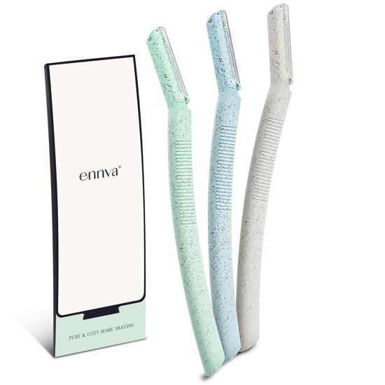 Picture of ENNVA 3pcs Dermaplane Facial Hair Removal Razor for Women - Anti-Cutting Protective Blades, Ergonomic Handle, Hygienic Disposable Blades